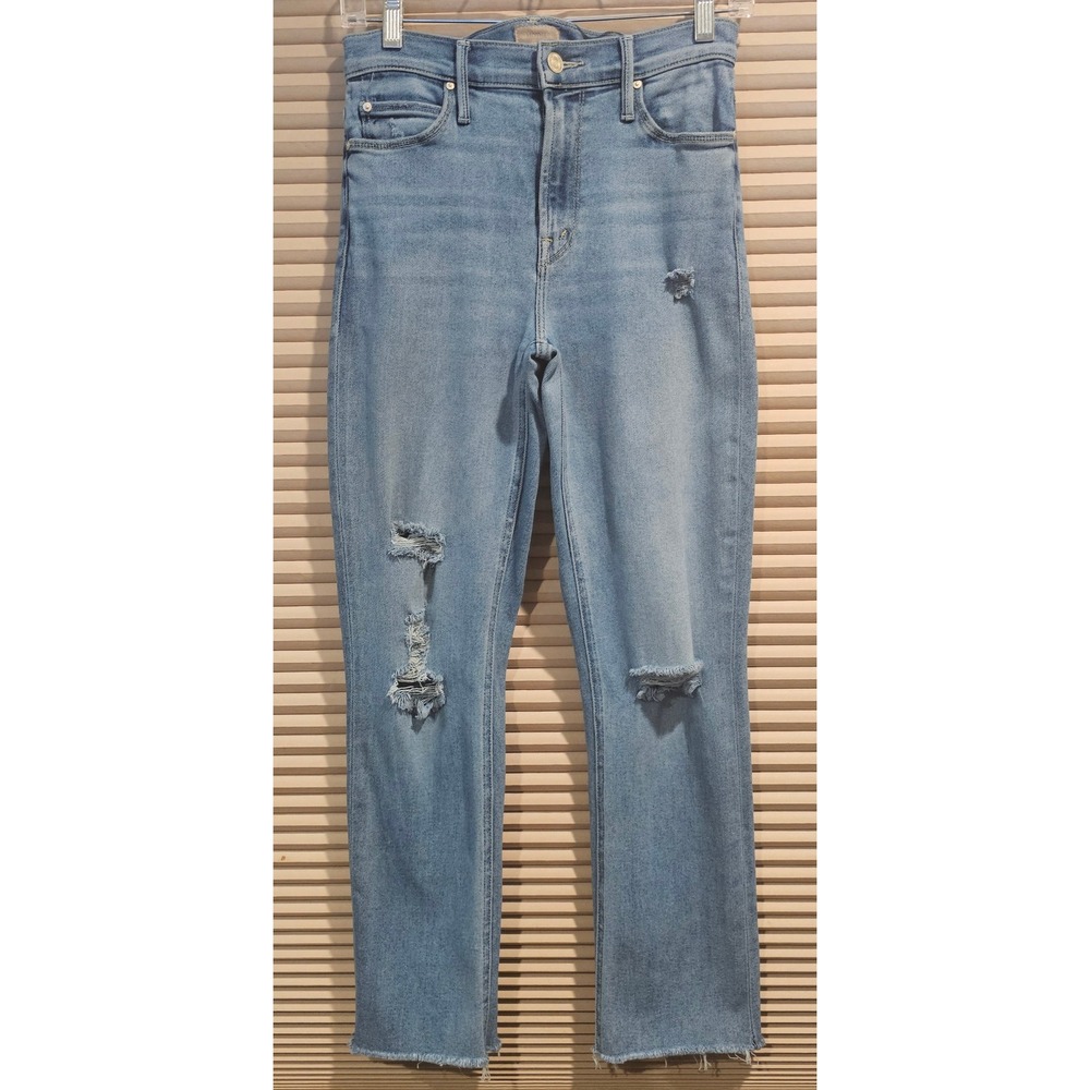 Mother Mid Rise‎ Dazzler Ankle Fray Jeans Over County Line Raw Hem Distressed 27
